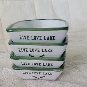 Coastal Living Seascapes Row Boat Small Dishes Dip Bowls Set Of 4 Logo Lake